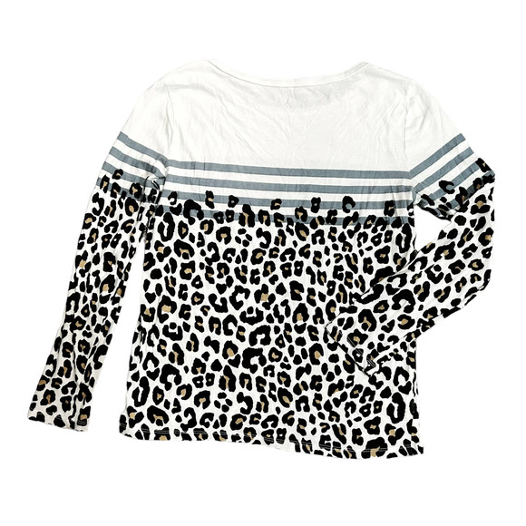 LOFT Outlet White Cheetah Print Long Sleeve T-Shirt Womens Size M - Picture 7 of 7